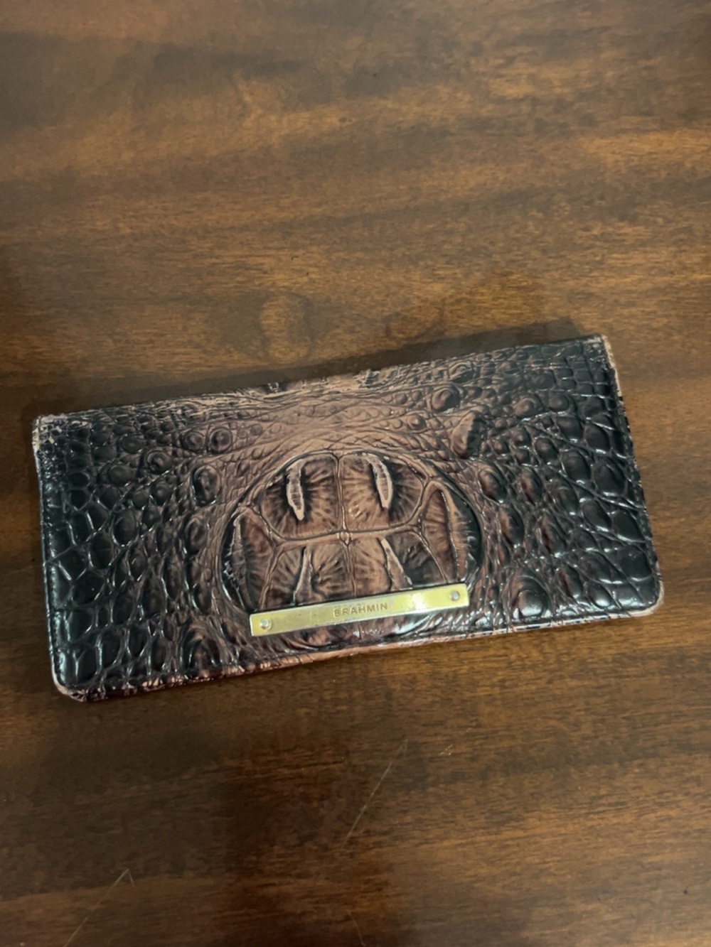 Brahmin Brown Croc-Embossed Leather Card & Key Holder